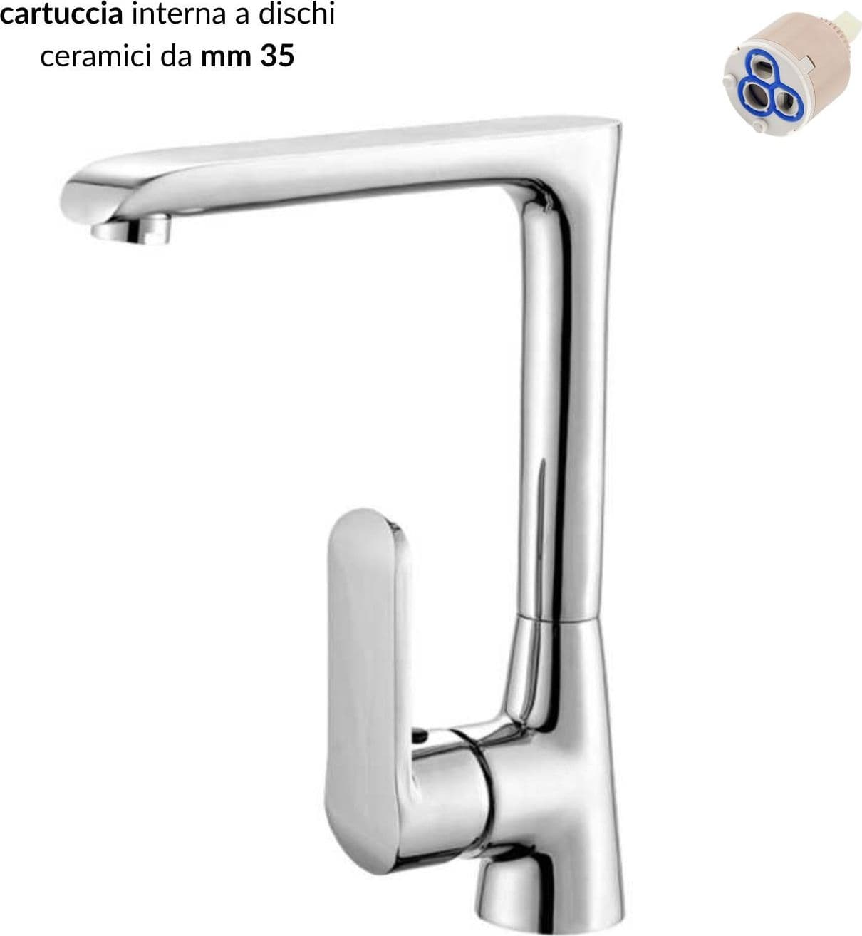 Miscelatore Monoforo Ottone per Lavello Cucina Amsterdam Erogazione Orientabile - 5