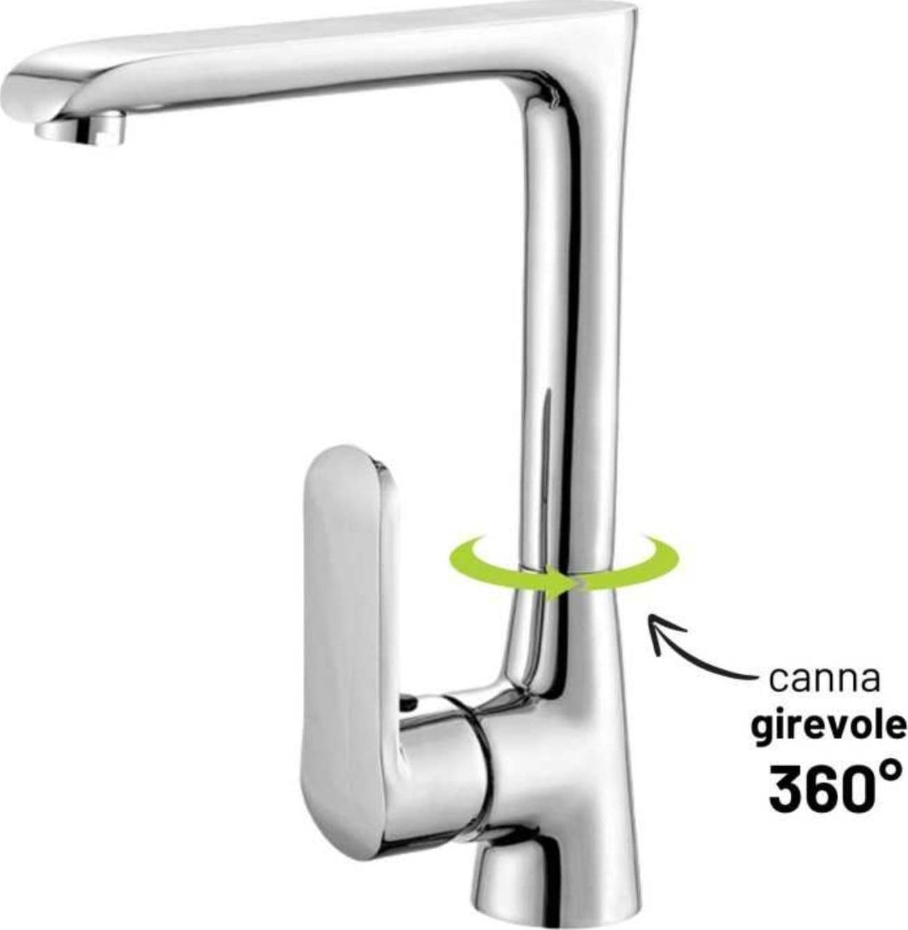 Miscelatore Monoforo Ottone per Lavello Cucina Amsterdam Erogazione Orientabile - 6