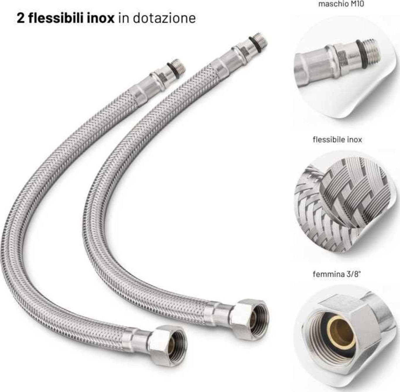 Miscelatore Monoforo Ottone per Lavello Cucina Amsterdam Erogazione Orientabile - 7