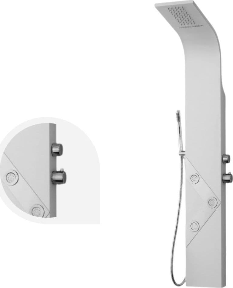 Colonna Doccia Lexus Alluminio Bianco 3 Getti Idro e Cascata H150xL20 - 7