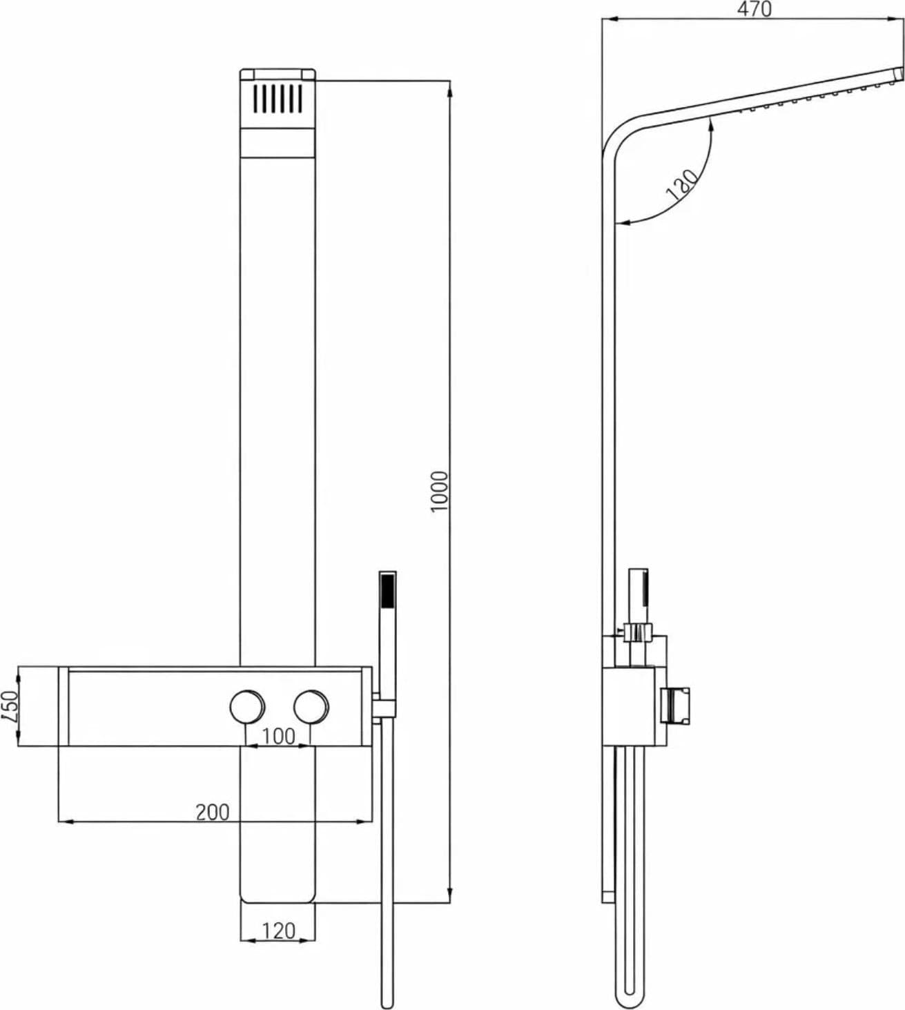 Colonna Doccia 016 Acciaio Inox Incasso Spazzolato 2 Funzioni Top L50xP47xH130 - 6