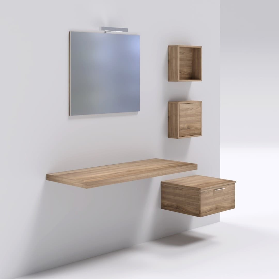 Mensolone in laminato sospeso per lavabi da appoggio arredo bagno MADE IN ITALY - 27