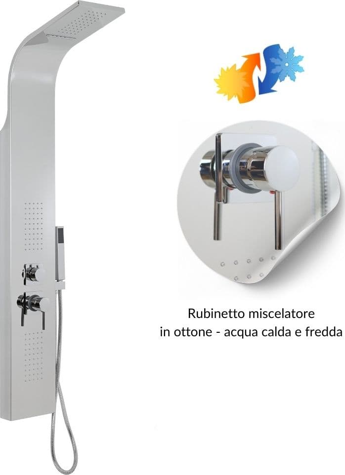 Colonna Doccia Astra in Acciaio 4 funzioni Getto Cascata Bocchette Lombari - 18
