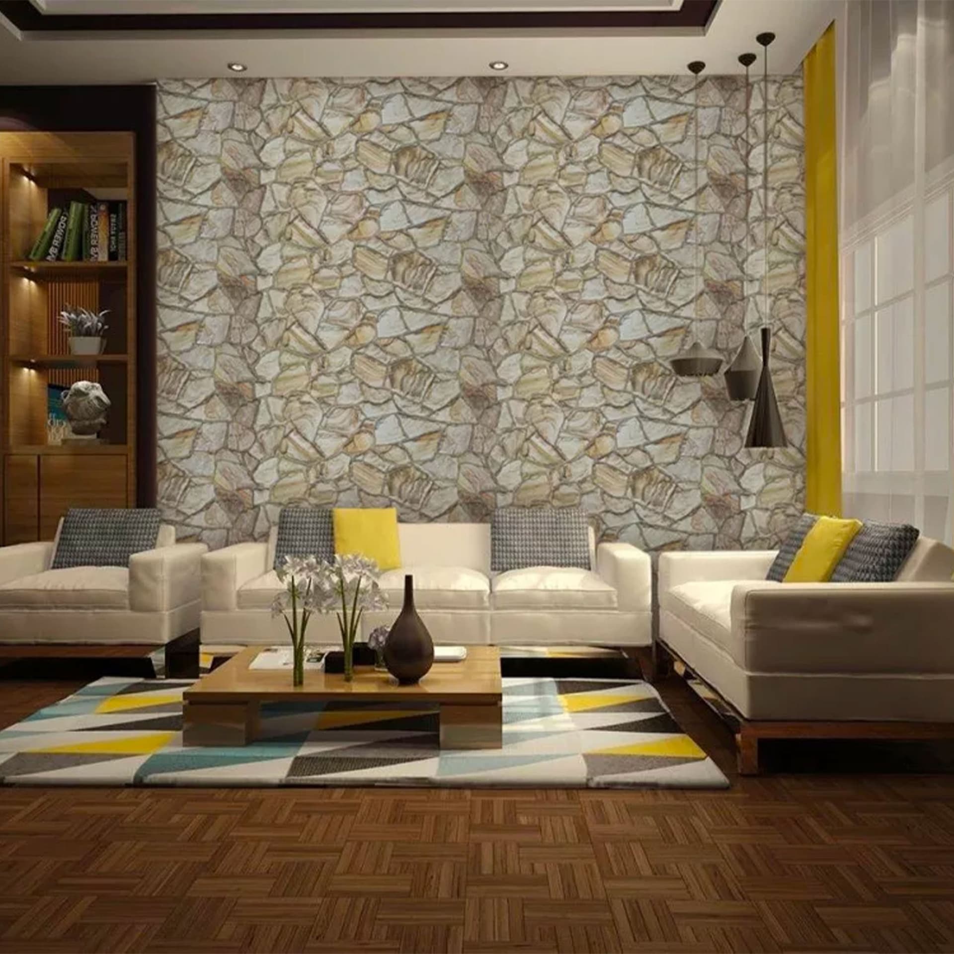 Pannelli 3D Rivestimento a parete in PVC effetto ARENARIA MIELE Realistici e isolanti. - Eternal Parquet