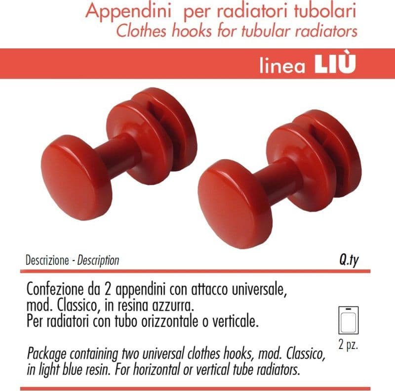 Pika Shop Appendini per Termoarredo Modello Liu' Rosso Confezione da 2 Pezzi - 3