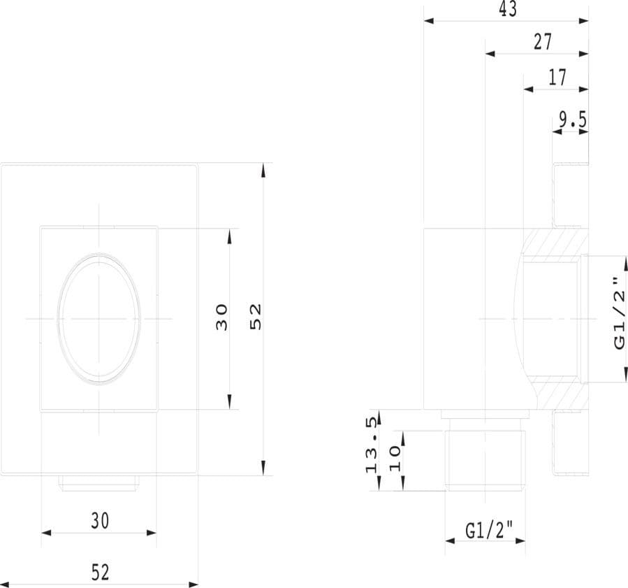 Ogomondo Presa Acqua Quadrata In Ottone Cromato 1/2” MM - 2