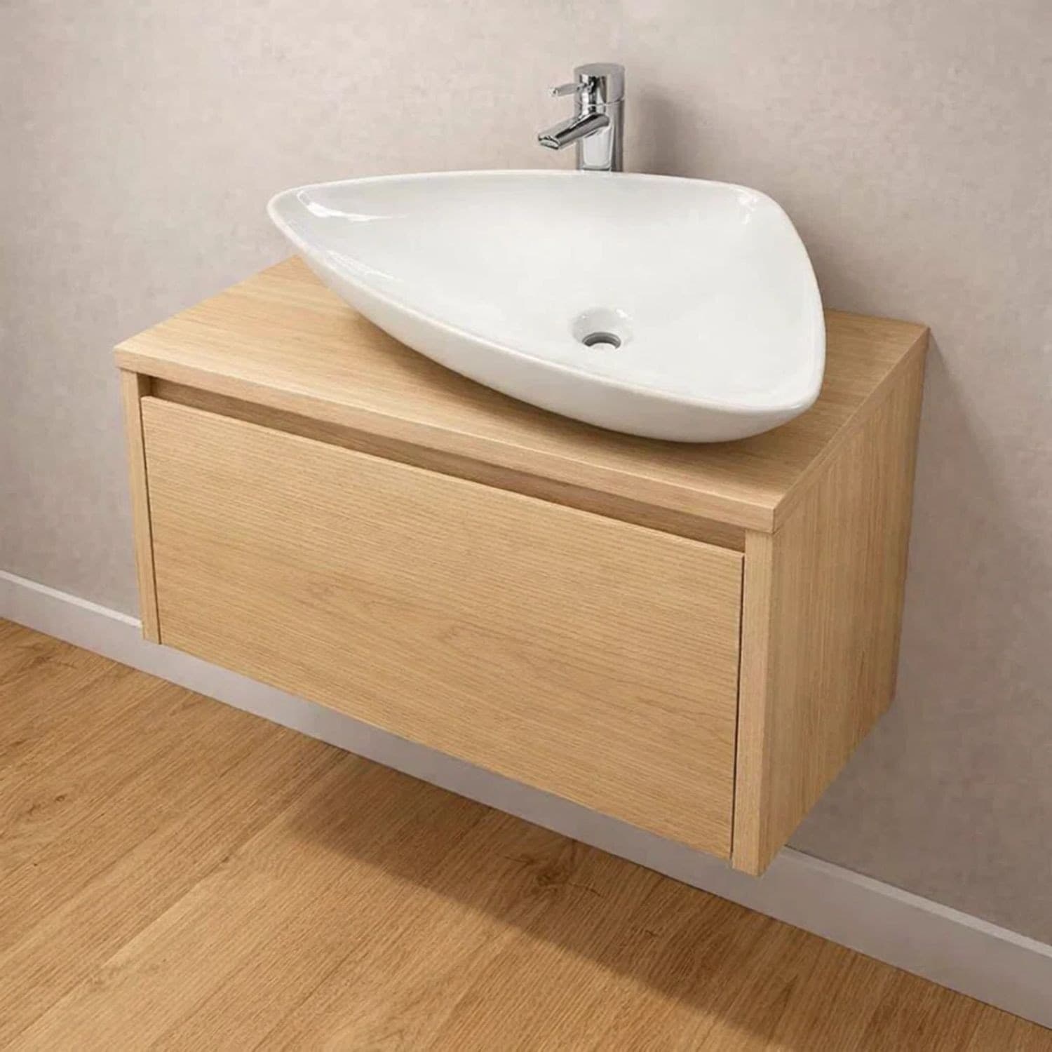 Lavabo Da Appoggio Ceramica Bianco Triangolare Arredo Bagno 68x47,5x12,5 Cm - 4