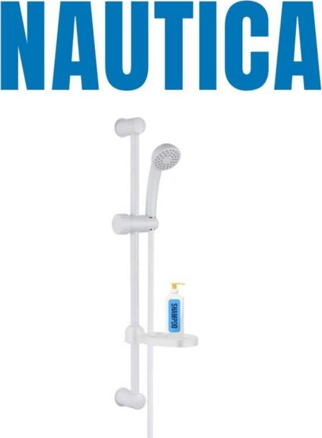 Saliscendi in abs bianco blush con doccetta e portasapone par campeggio nautica giardino - 8