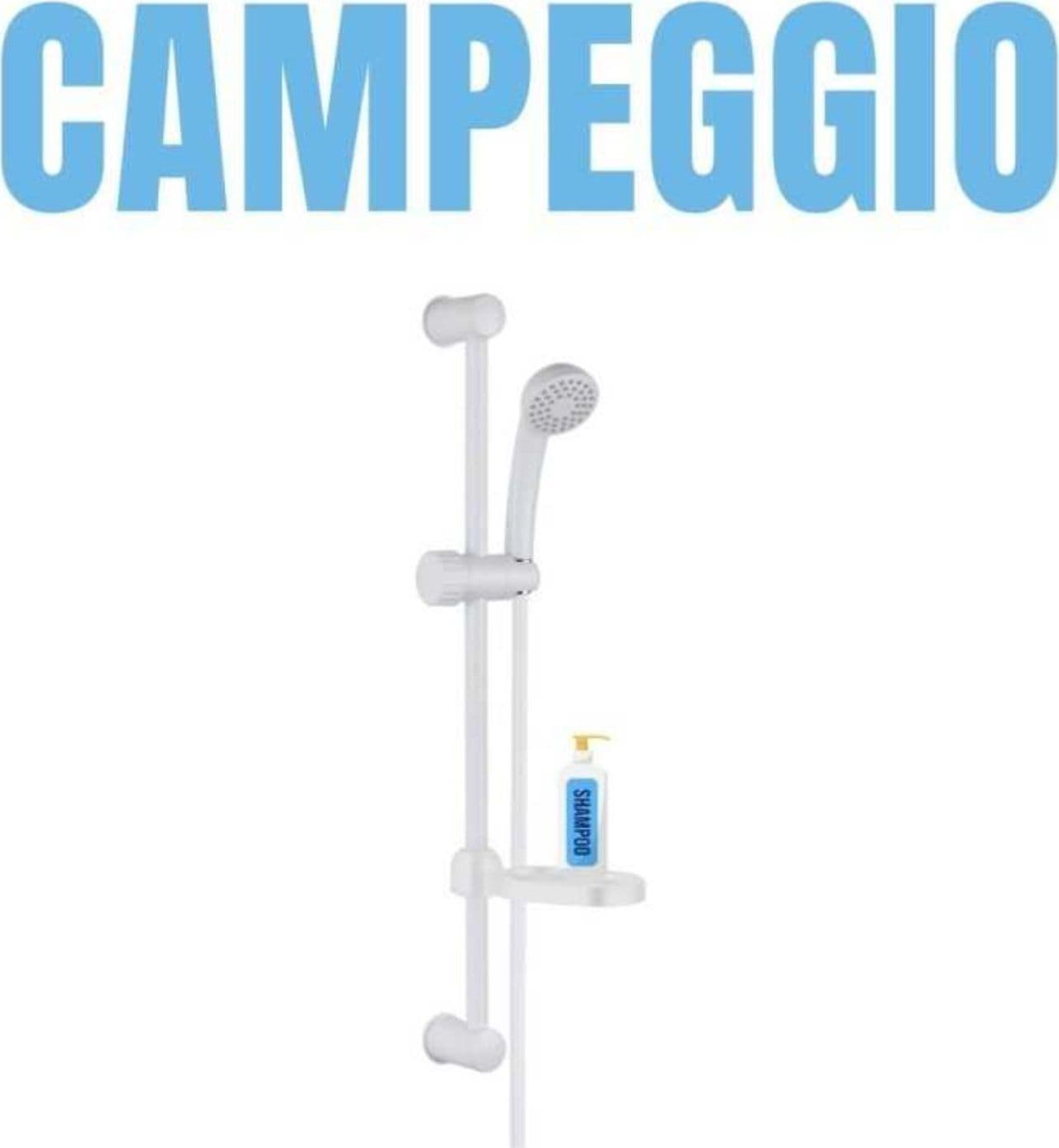 Saliscendi in abs bianco blush con doccetta e portasapone par campeggio nautica giardino - 9