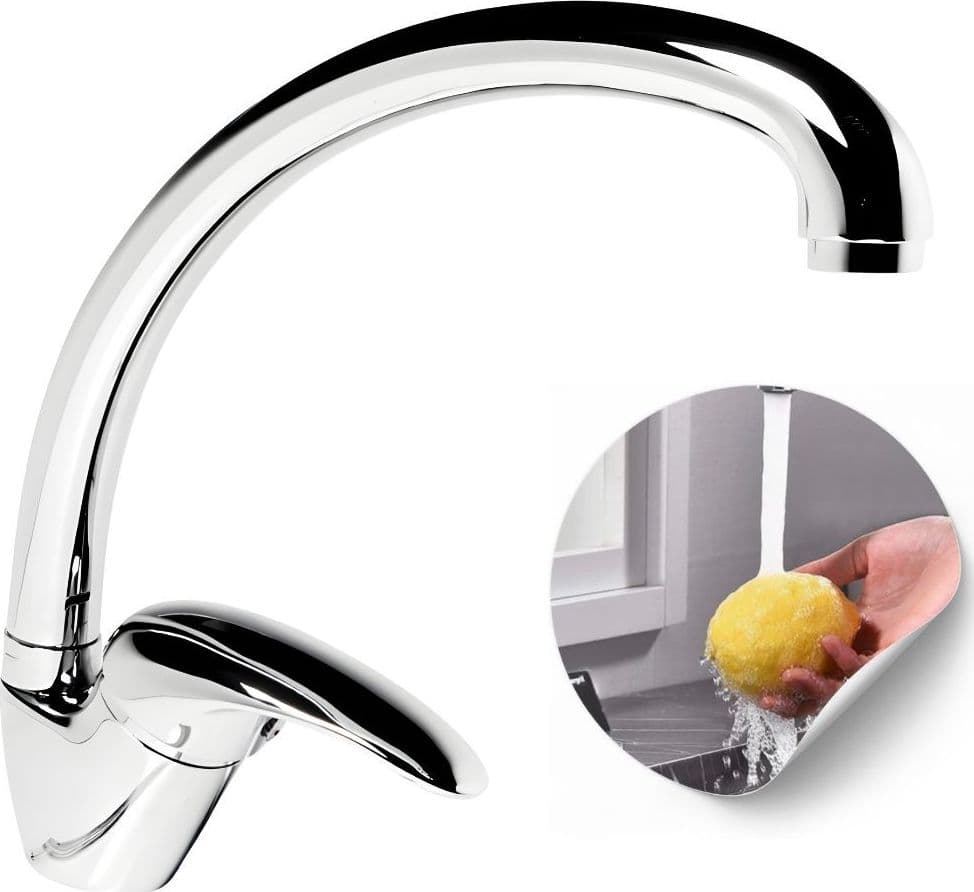 Miscelatore Monoforo Ottone per Lavello Cucina Maiorca Erogazione Orientabile - 4