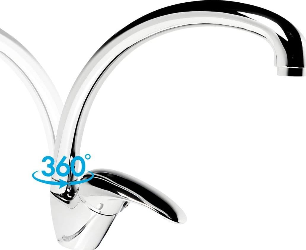 Miscelatore Monoforo Ottone per Lavello Cucina Maiorca Erogazione Orientabile - 5