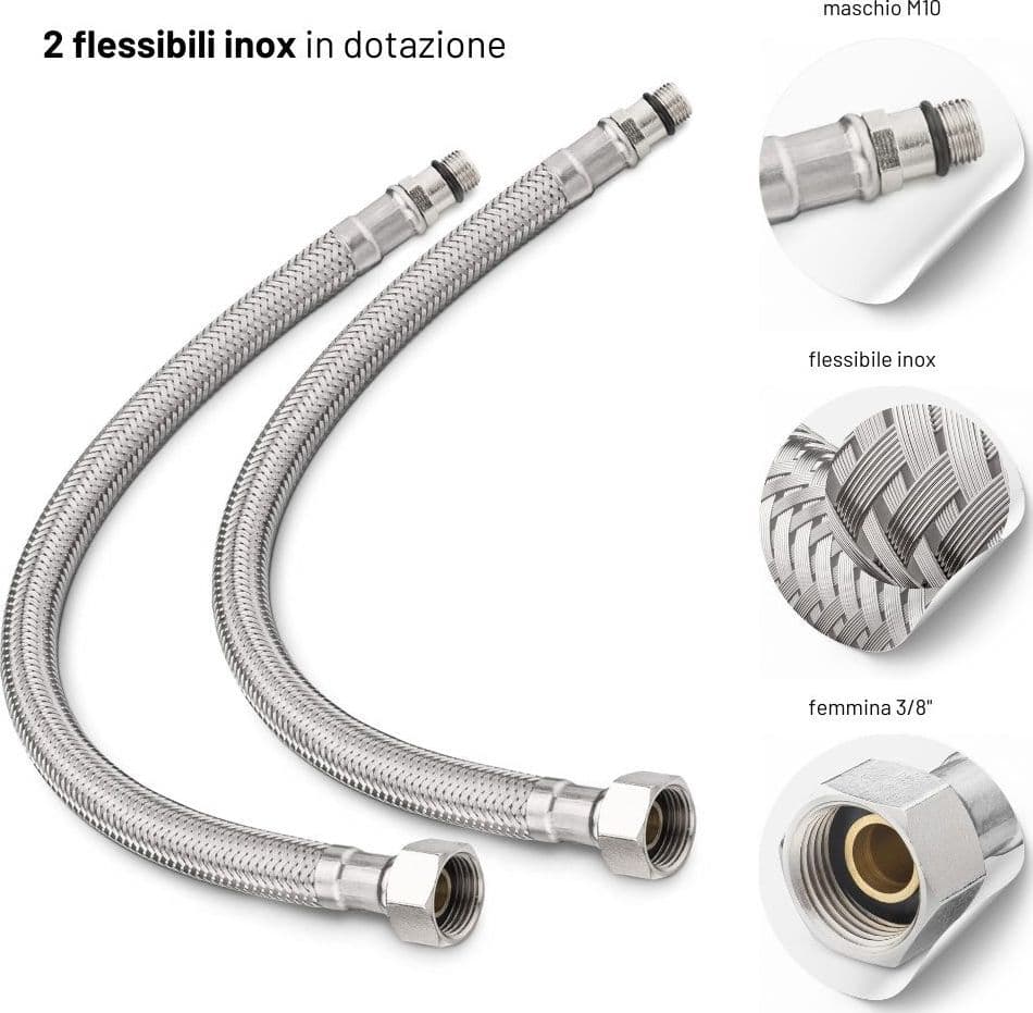 Miscelatore Monoforo Ottone per Lavello Cucina Maiorca Erogazione Orientabile - 6