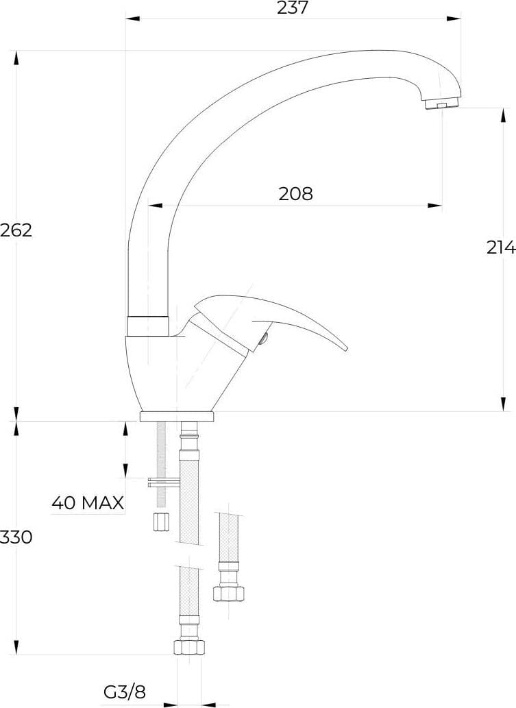 Miscelatore Monoforo Ottone per Lavello Cucina Maiorca Erogazione Orientabile - 7