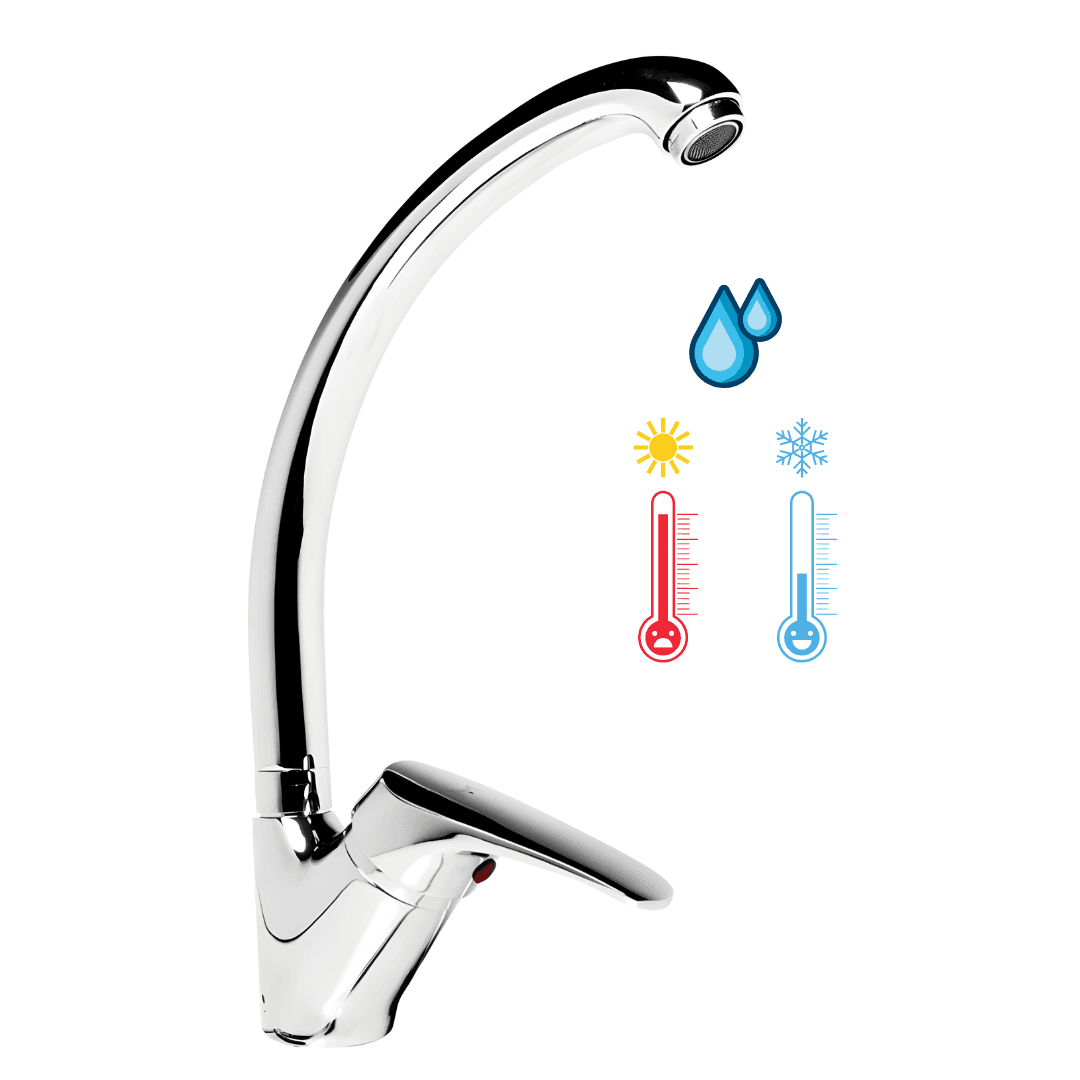 Miscelatore Monoforo Ottone Cucina Lisbona Allungato Erogazione Orientabile - 2