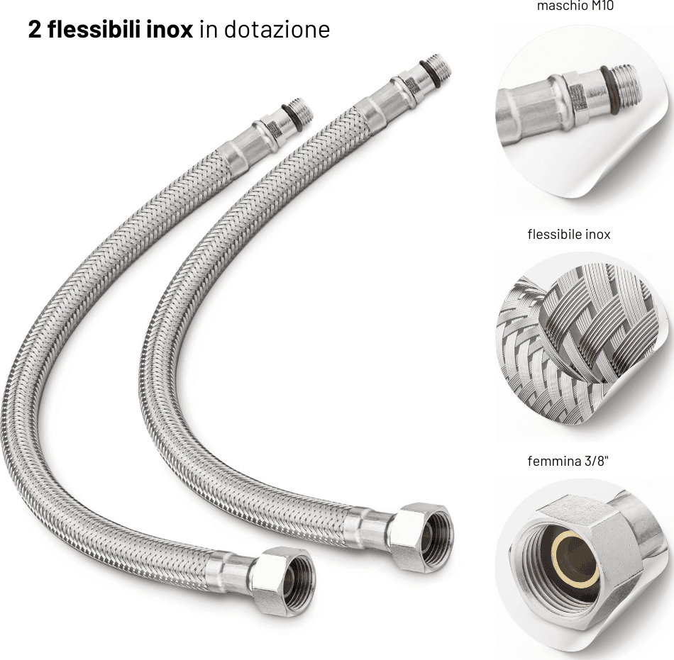 Miscelatore Monoforo Ottone Cucina Lisbona Allungato Erogazione Orientabile - 7