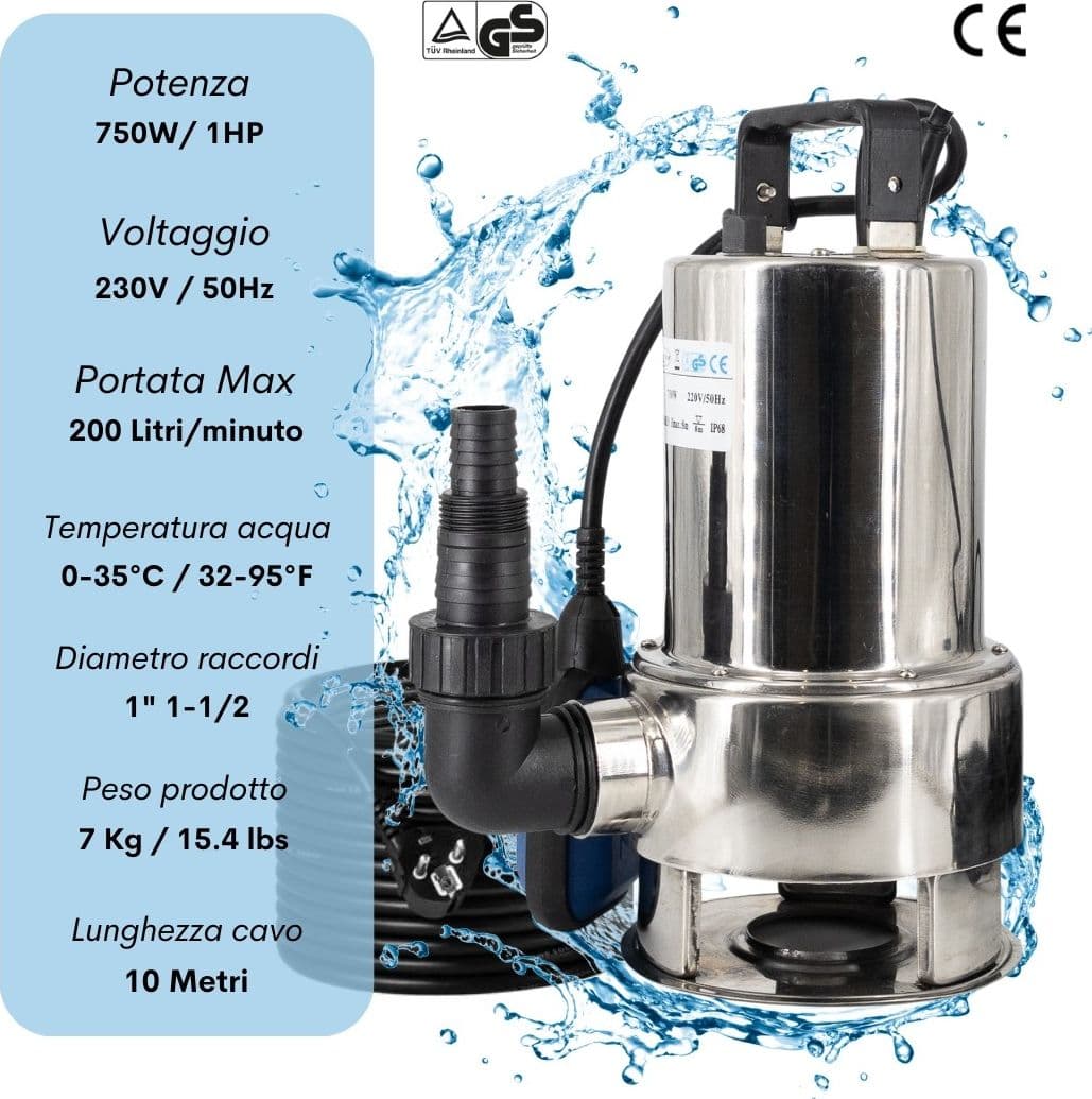 Elettropompa sommergibile Daytona Acque Scure Chiare Immersione Inox HP 1.0 - 5