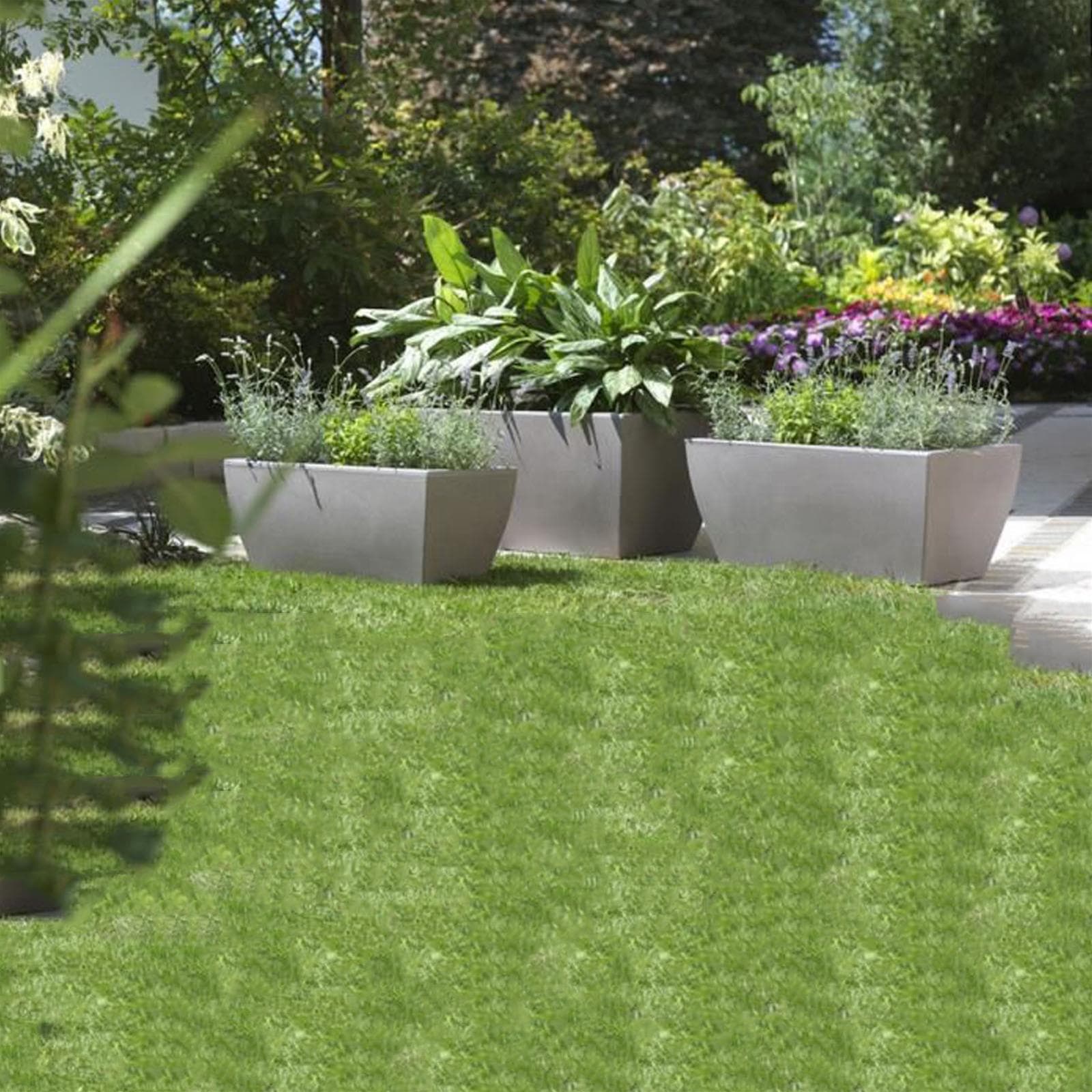 VASO RETTANGOLARE CASSETTONE VASI RESINA COLORATI da esterno e giardino FIORI PIANTE PIANTA (VASO 58 CM)