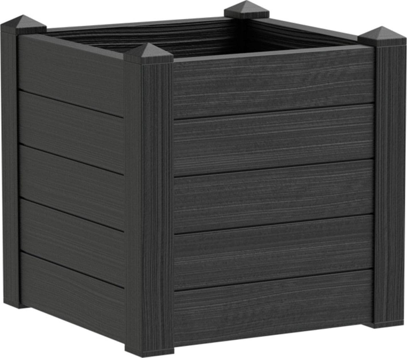 Vaso quadrato "Trama 001" In plastica da esterno e giardino per fiori e piante – Antracite – Teraplast – scaffale