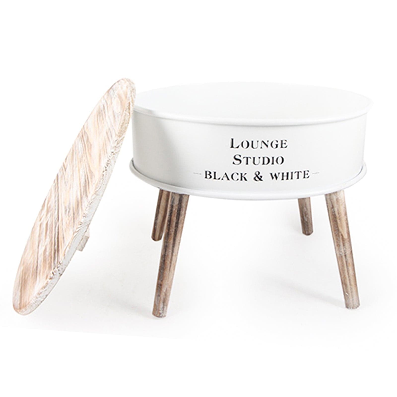 Tavolino "Lounge Bar" in metallo laccato con piano in legno apribile h 41 cm in Console e tavoli da divano Decor Space - Altamura, commercioVirtuoso.it