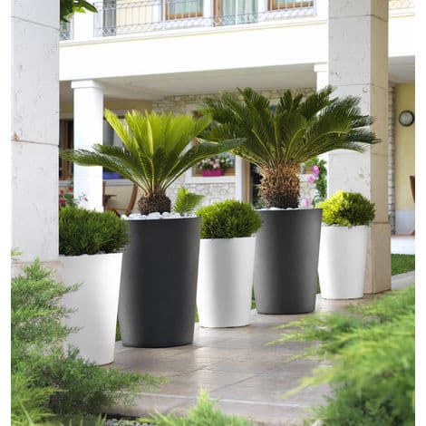 Vaso tondo alto ''Zamora Essential'' in plastica colorati da esterno per piante e fiori in Vasi tradizionali Decor Space - Altamura, commercioVirtuoso.it