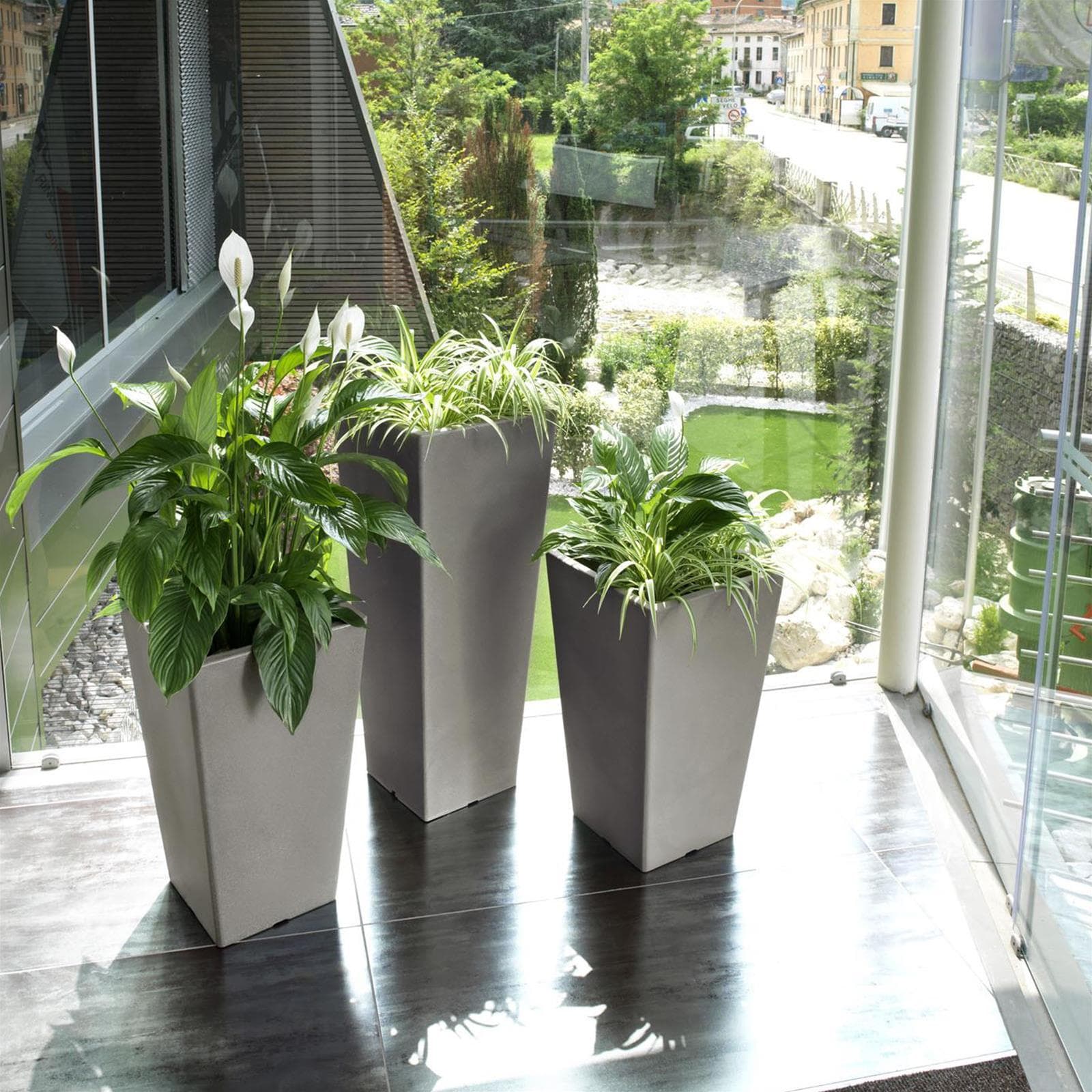 VASO QUADRO QUADRATO 100 CM VASI FIORI RESINA COLORATI da esterno e giardino piante fiori