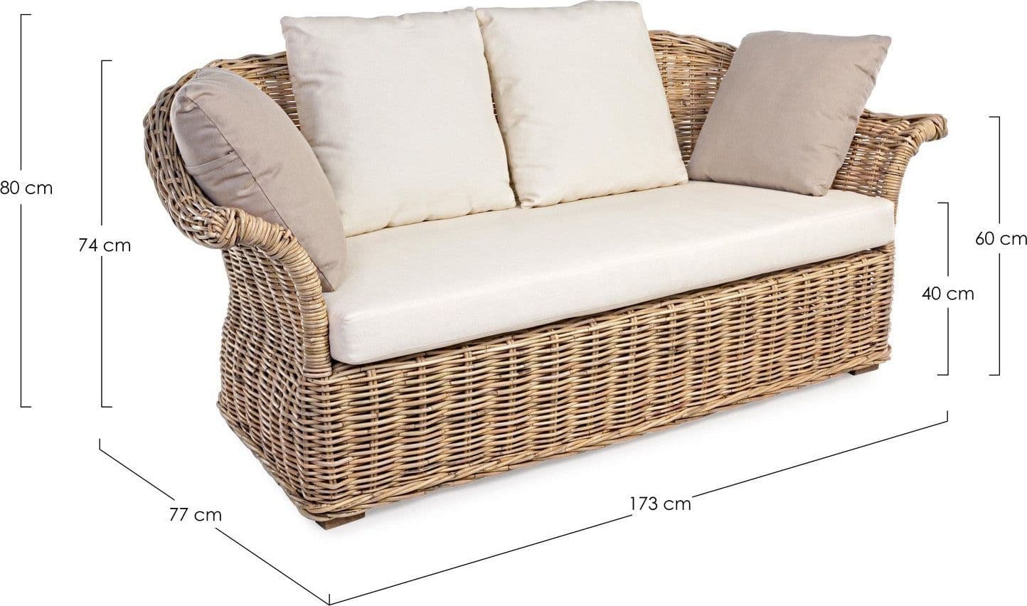 Divano "Pamplona" a due posti, struttura in rattan, per esterno, cuscini seduta e schienale sfoderabili Giardino e giardinaggio/Arredamento da giardino e accessori/Divani Decor Space - Altamura, Commerciovirtuoso.it