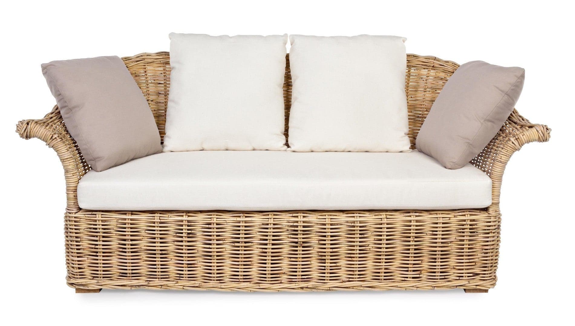 Divano "Pamplona" a due posti, struttura in rattan, per esterno, cuscini seduta e schienale sfoderabili Giardino e giardinaggio/Arredamento da giardino e accessori/Divani Decor Space - Altamura, Commerciovirtuoso.it