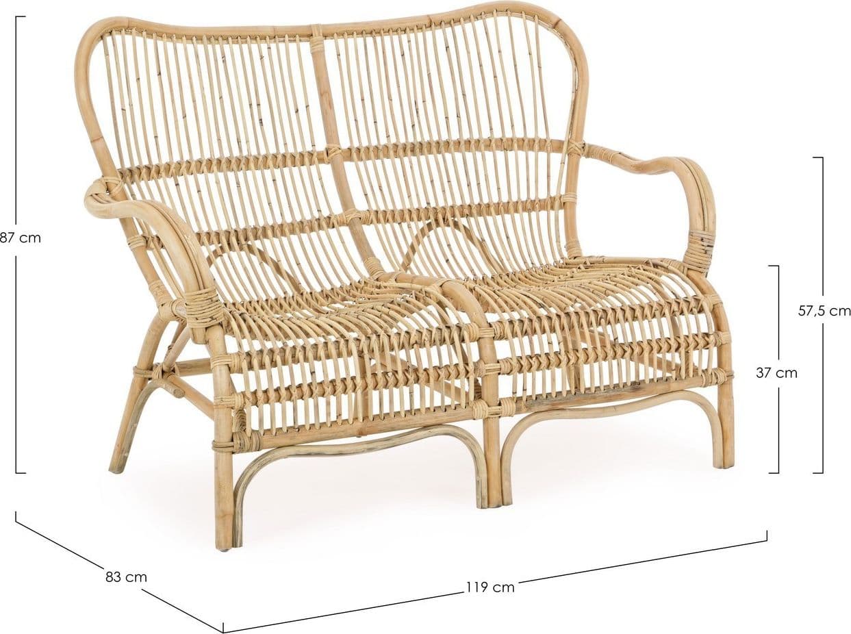 Divano "Clarita" a due posti, struttura in rattan e fibre naturali, per esterno in Divani Decor Space - Altamura, commercioVirtuoso.it