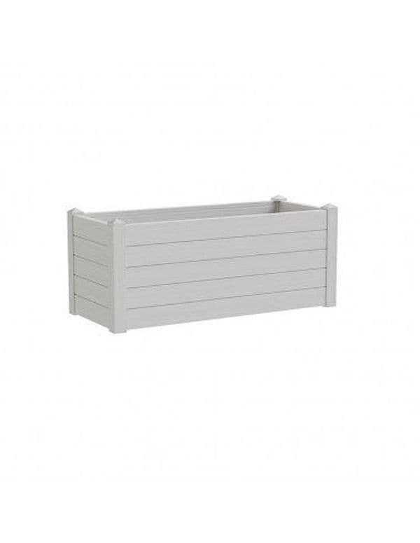 Vaso rettangolare "Trama 002" In plastica da esterno e giardino per fiori e piante – Neve – Teraplast – scaffale