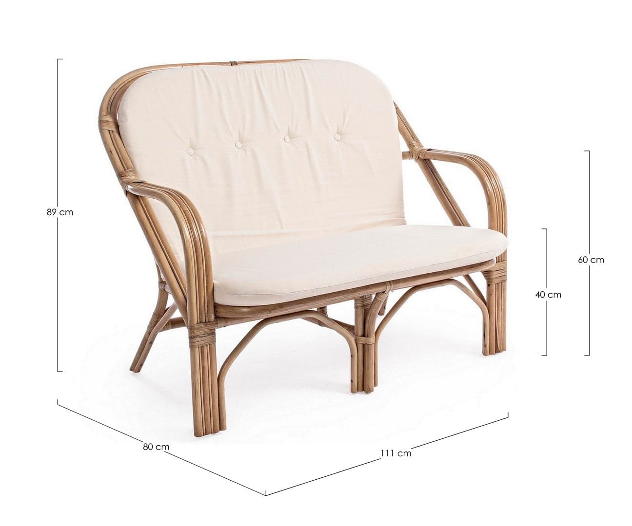 Divano "Golf" con cuscini sfoderabili in poliestere, struttura in rattan, per esterno in Divani Decor Space - Altamura, commercioVirtuoso.it