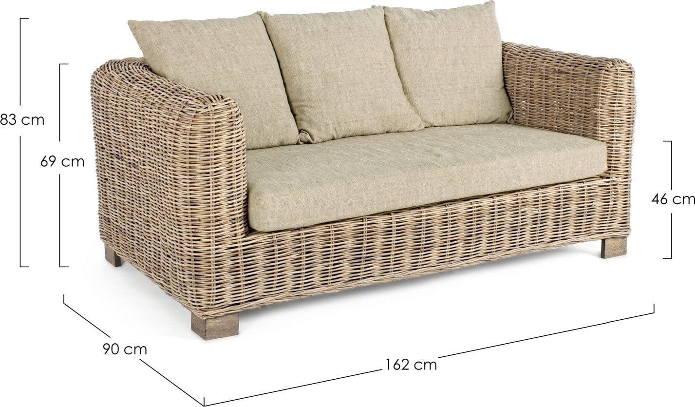 Divano "Fortaleza" con cuscini e struttura in legno di mango e rattan, per esterno in Divani Decor Space - Altamura, commercioVirtuoso.it