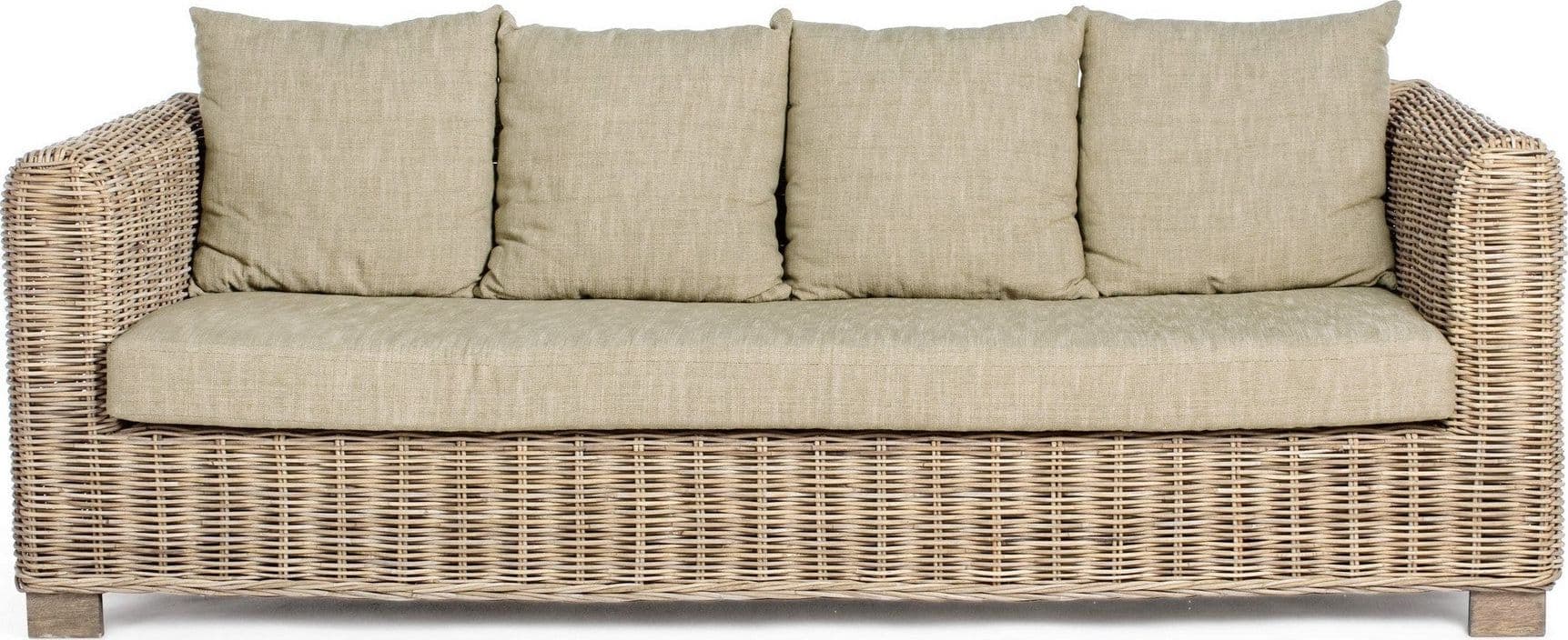 Divano "Fortaleza" con cuscini e struttura in legno di mango e rattan, per esterno in Divani Decor Space - Altamura, commercioVirtuoso.it