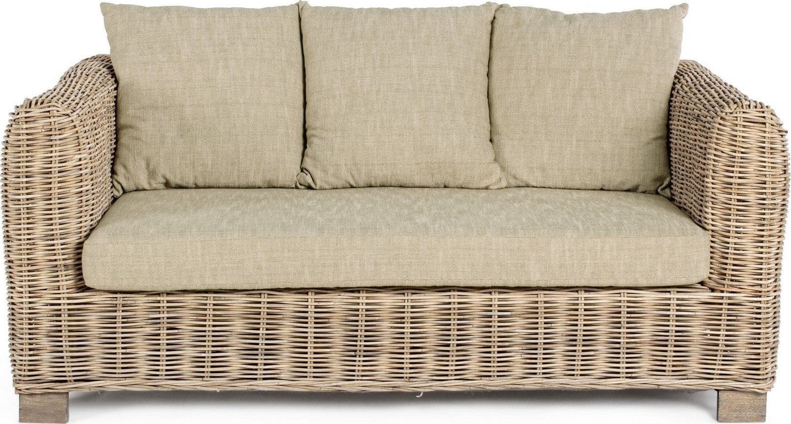 Divano "Fortaleza" con cuscini e struttura in legno di mango e rattan, per esterno in Divani Decor Space - Altamura, commercioVirtuoso.it