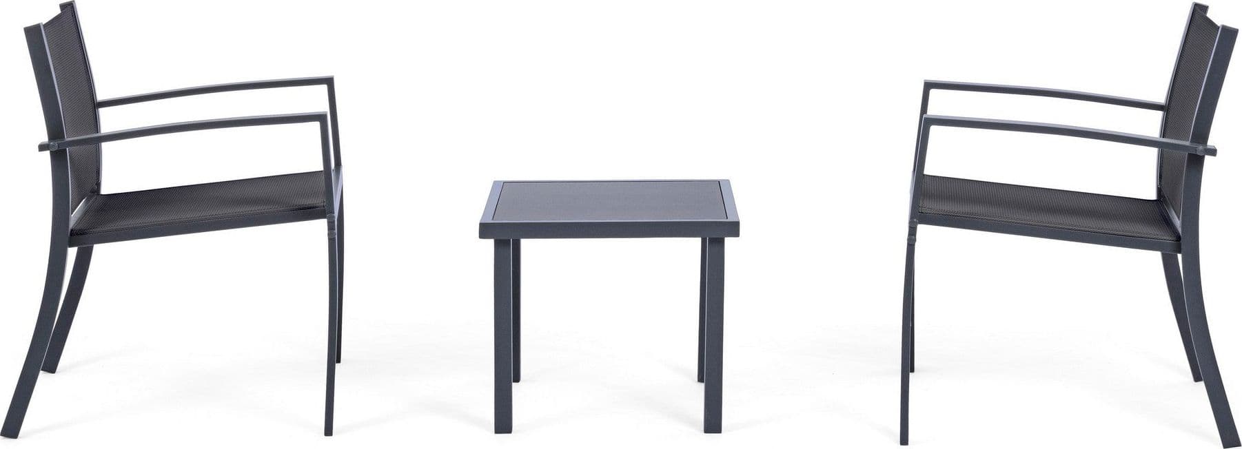 Salottino "Auri" con sedie e tavolino, per esterno, struttura in acciaio, piano in vetro in Set di mobili Decor Space - Altamura, commercioVirtuoso.it