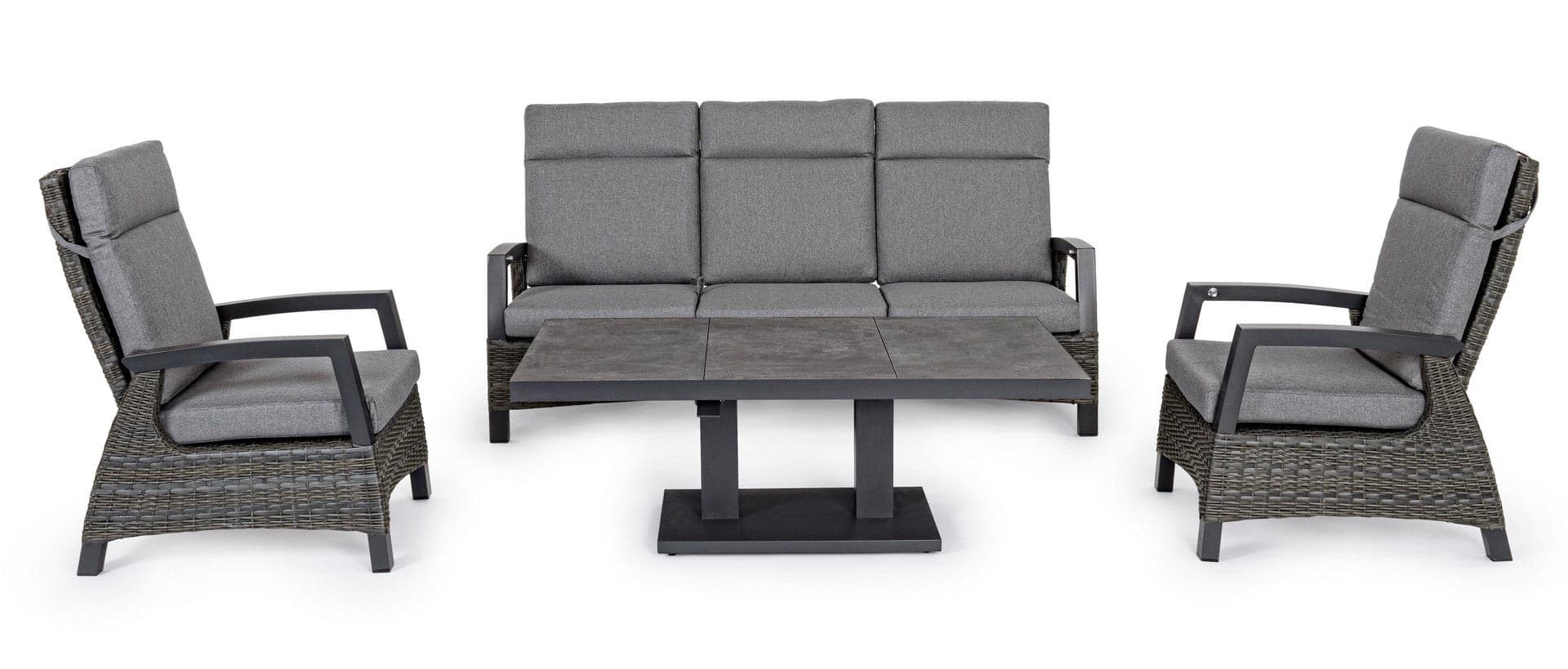 Divano "Britton" a tre posti, reclinabile, con cuscini comodi e sfoderabili, in alluminio Giardino e giardinaggio/Arredamento da giardino e accessori/Divani Decor Space - Altamura, Commerciovirtuoso.it