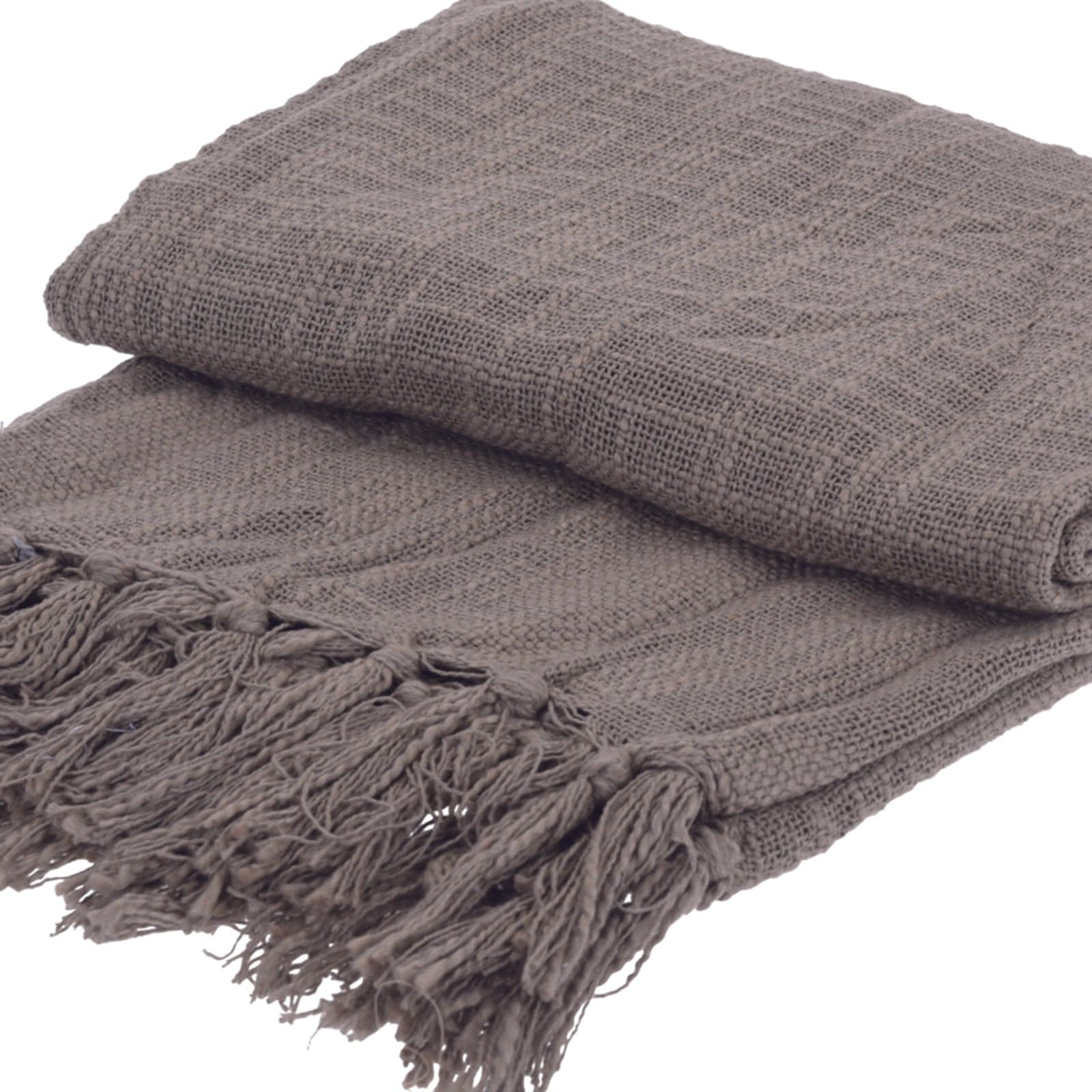 Coperta decorativa leggera morbida con frange in cotone per letto e divano 170 cm in Coperte Decor Space - Altamura, commercioVirtuoso.it