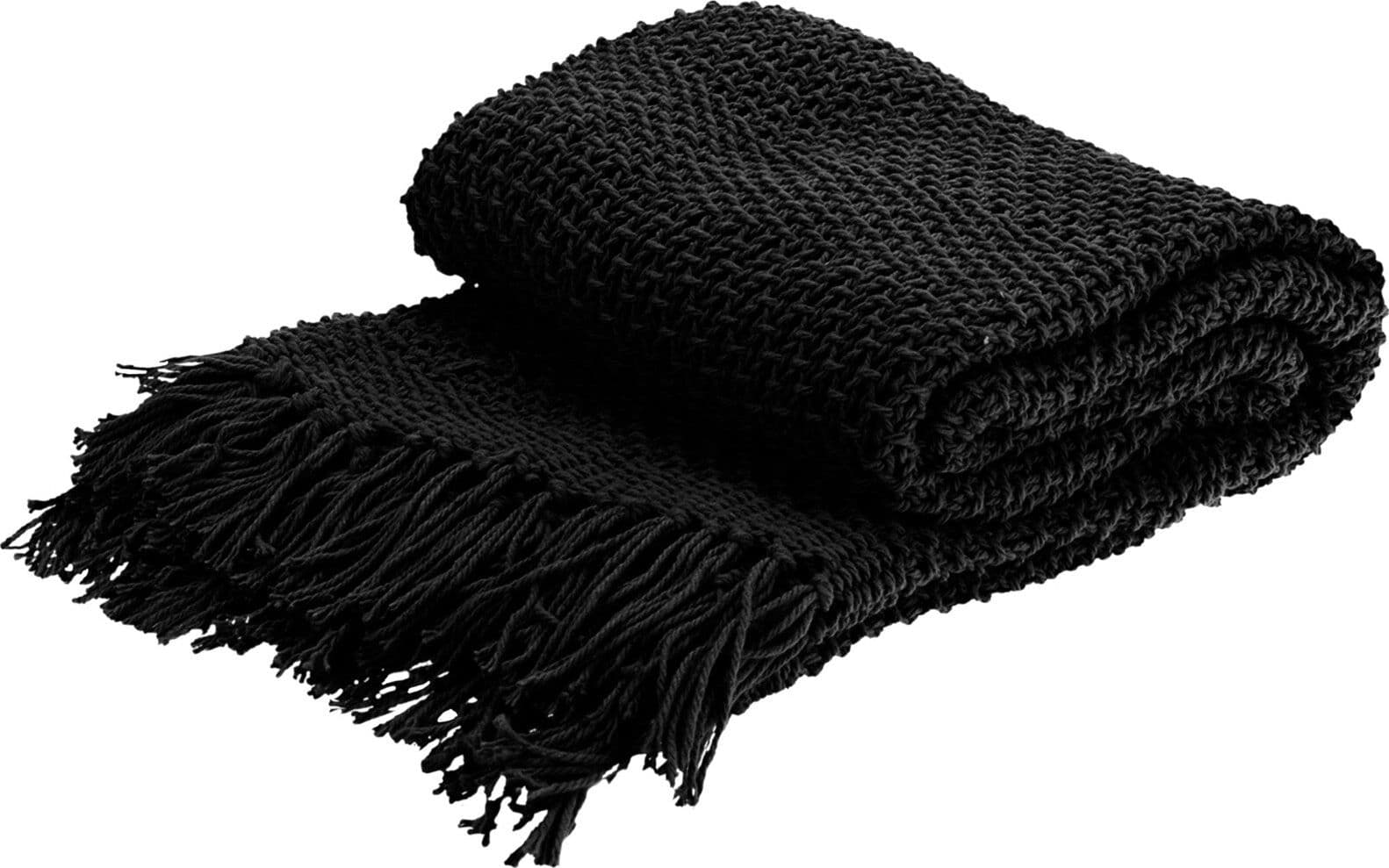 Coperta decorativa leggera trama larga con frange in cotone per letto e divano 170 cm in Coperte Decor Space - Altamura, commercioVirtuoso.it