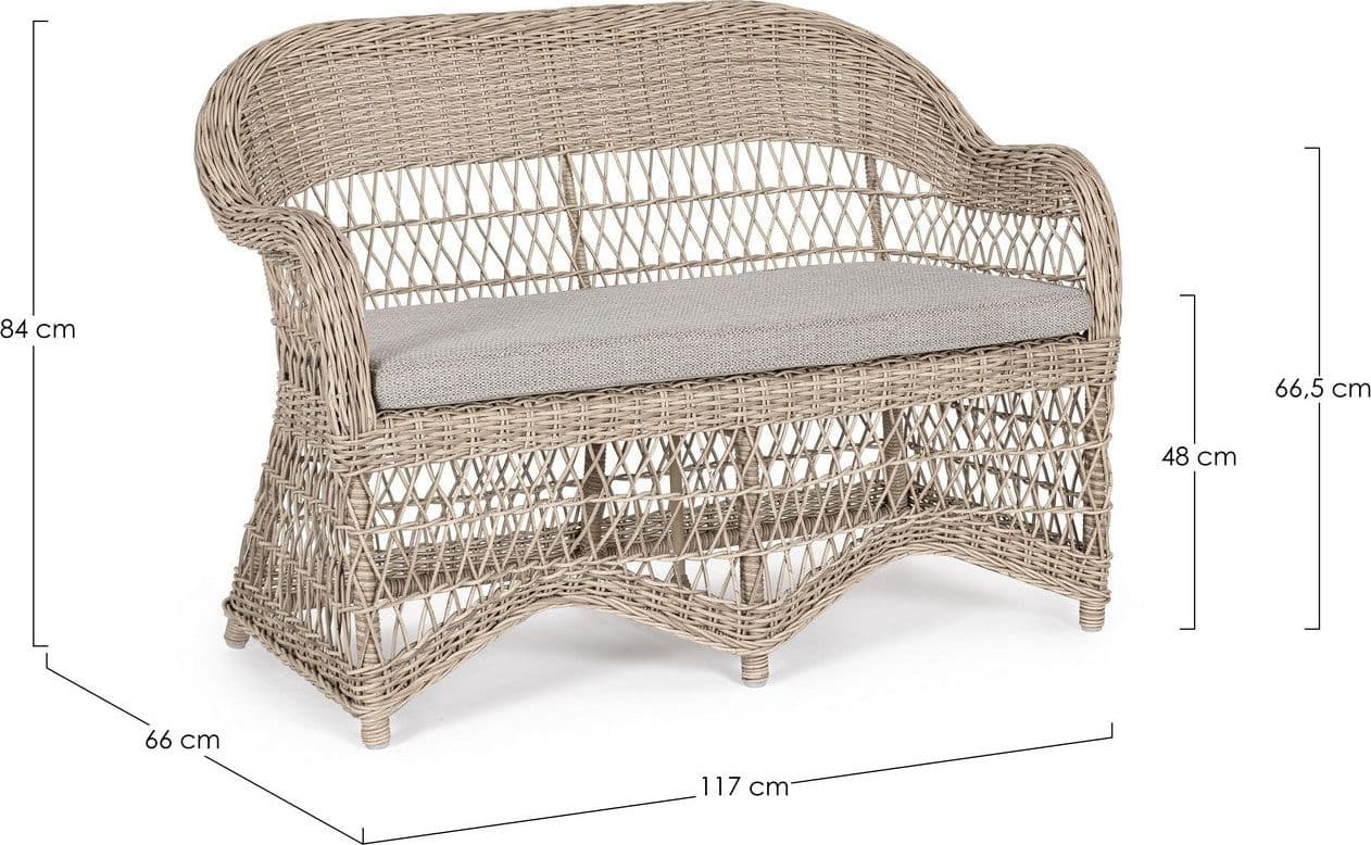 Divano "Jupiter" a due posti, con cuscini comodi e sfoderabili, in fibra sintetica Giardino e giardinaggio/Arredamento da giardino e accessori/Divani Decor Space - Altamura, Commerciovirtuoso.it