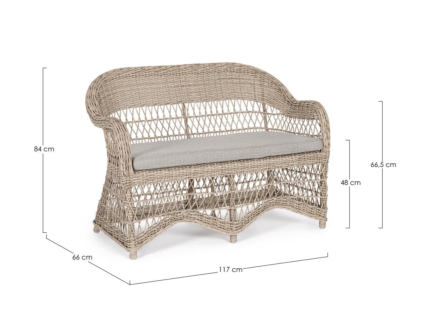 Divano "Jupiter" a due posti, con cuscini comodi e sfoderabili, in fibra sintetica Giardino e giardinaggio/Arredamento da giardino e accessori/Divani Decor Space - Altamura, Commerciovirtuoso.it