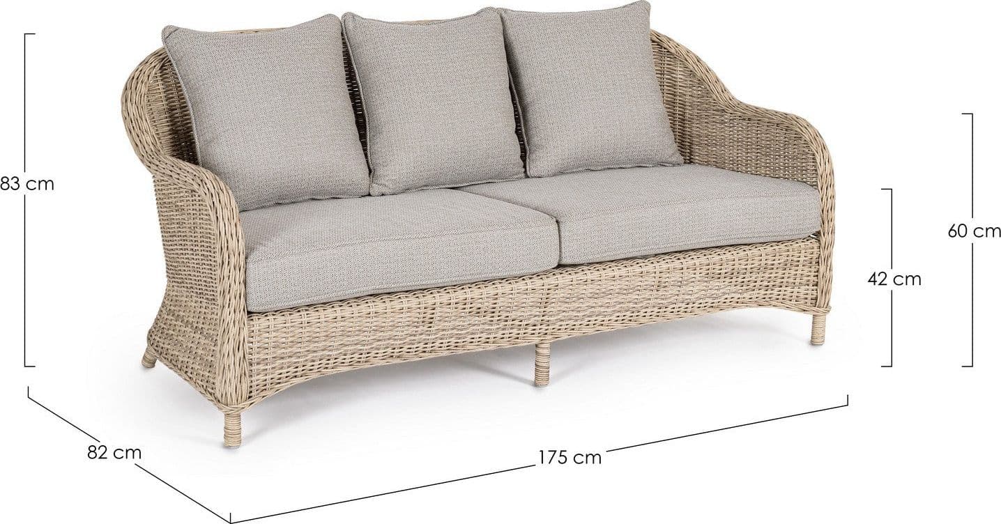 Divano "Aditya New" a tre posti, con cuscini comodi e sfoderabili, in fibra sintetica Giardino e giardinaggio/Arredamento da giardino e accessori/Divani Decor Space - Altamura, Commerciovirtuoso.it