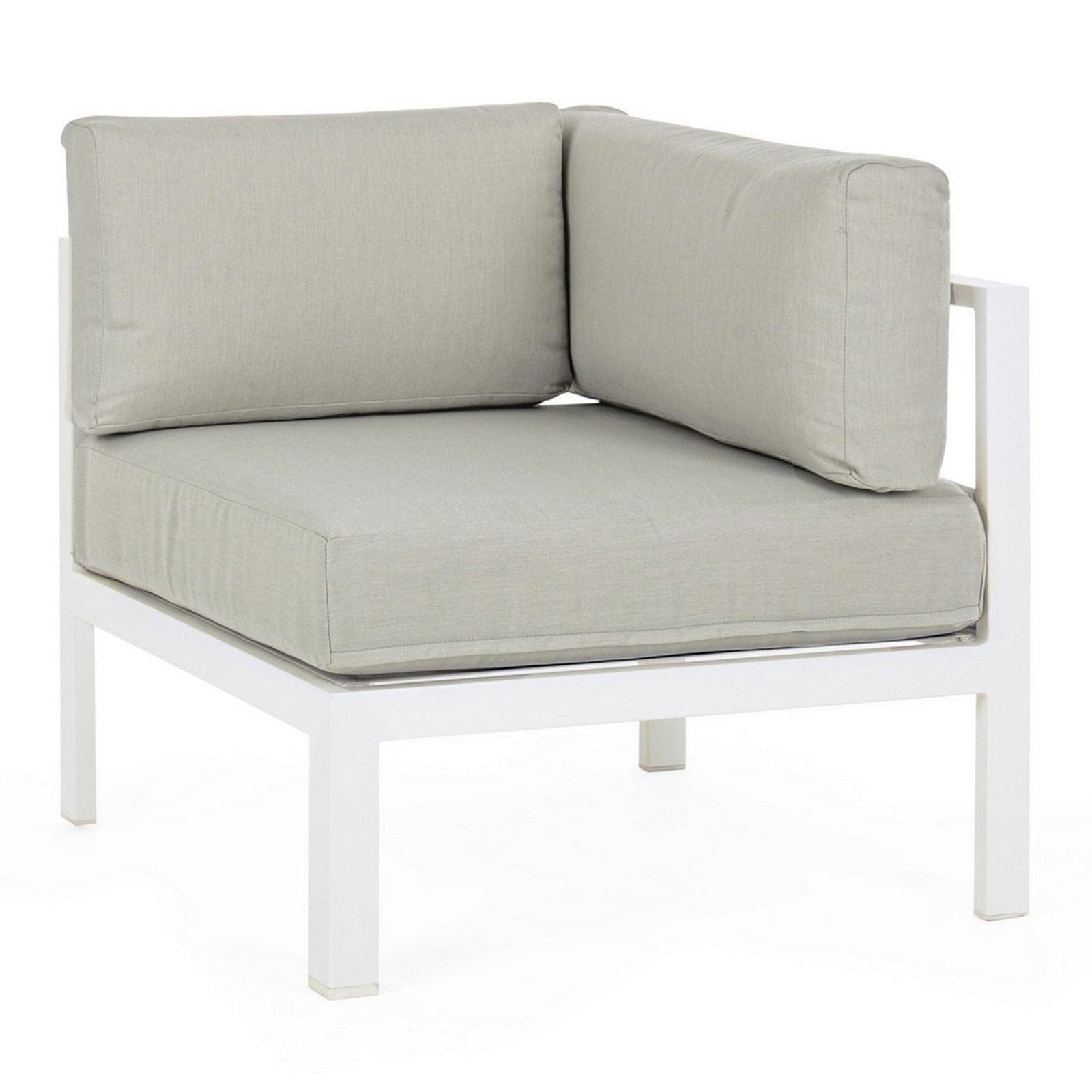 Poltrona angolare "Marinel" con struttura in alluminio, con cuscini e seduta in textilene in Set di mobili Decor Space - Altamura, commercioVirtuoso.it