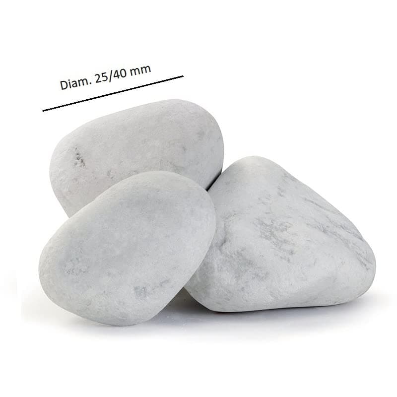 Ciottoli marmo bianco Carrara, sassi decorativi per giardini, 25-40 mm 1 kg in Universale Decor Space - Altamura, commercioVirtuoso.it