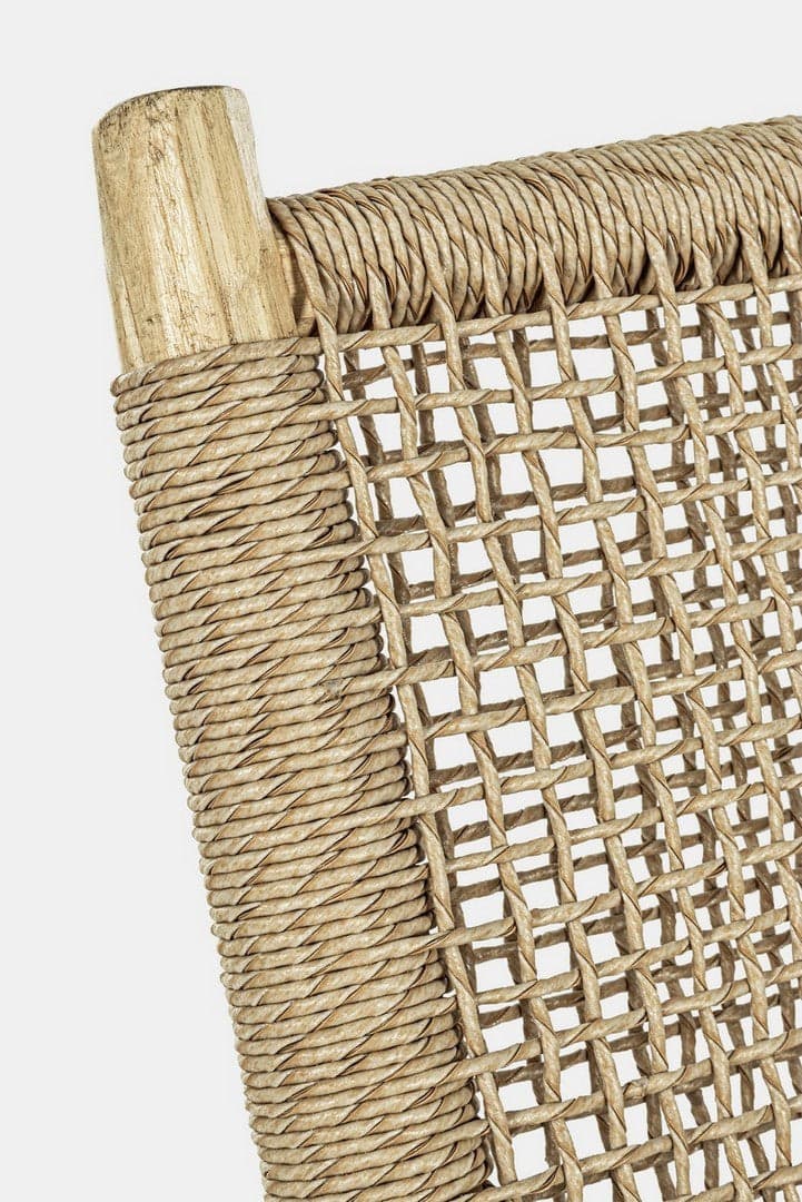 Poltrona "Lampok" con struttura in legno di teak, schienale con intreccio in fibra sintetica, per esterno in Poltrone Decor Space - Altamura, commercioVirtuoso.it