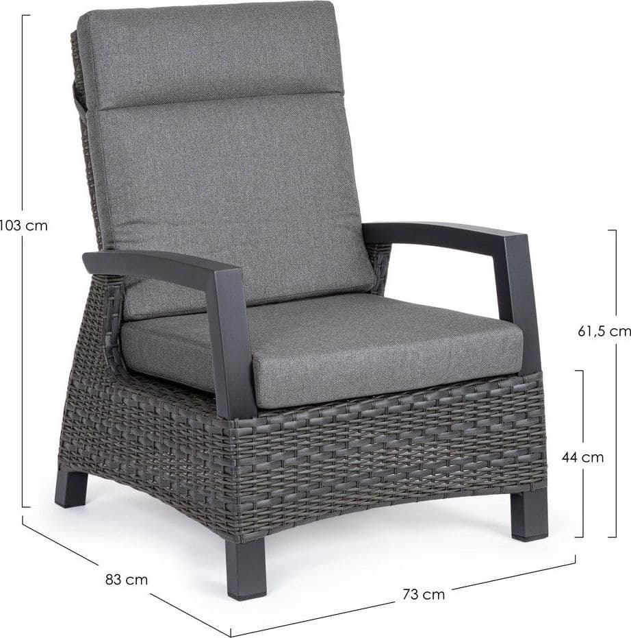 Poltrona Reclinabile "britton" Con Braccioli, Cuscini Comodi E Sfoderabili, In Alluminio Giardino e giardinaggio/Arredamento da giardino e accessori/Poltrone Decor Space - Altamura, Commerciovirtuoso.it