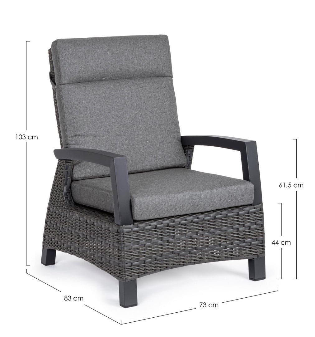 Poltrona Reclinabile "britton" Con Braccioli, Cuscini Comodi E Sfoderabili, In Alluminio Giardino e giardinaggio/Arredamento da giardino e accessori/Poltrone Decor Space - Altamura, Commerciovirtuoso.it