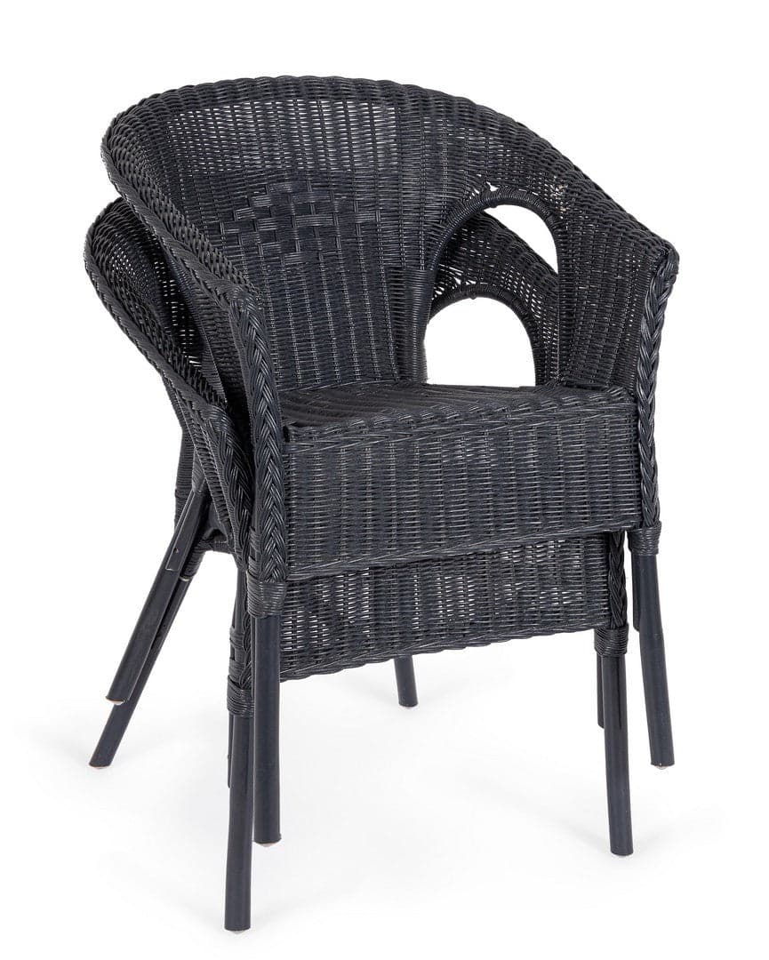 Poltrona "Allis" con braccioli, struttura in rattan, impilabile, per esterno in Poltrone Decor Space - Altamura, commercioVirtuoso.it