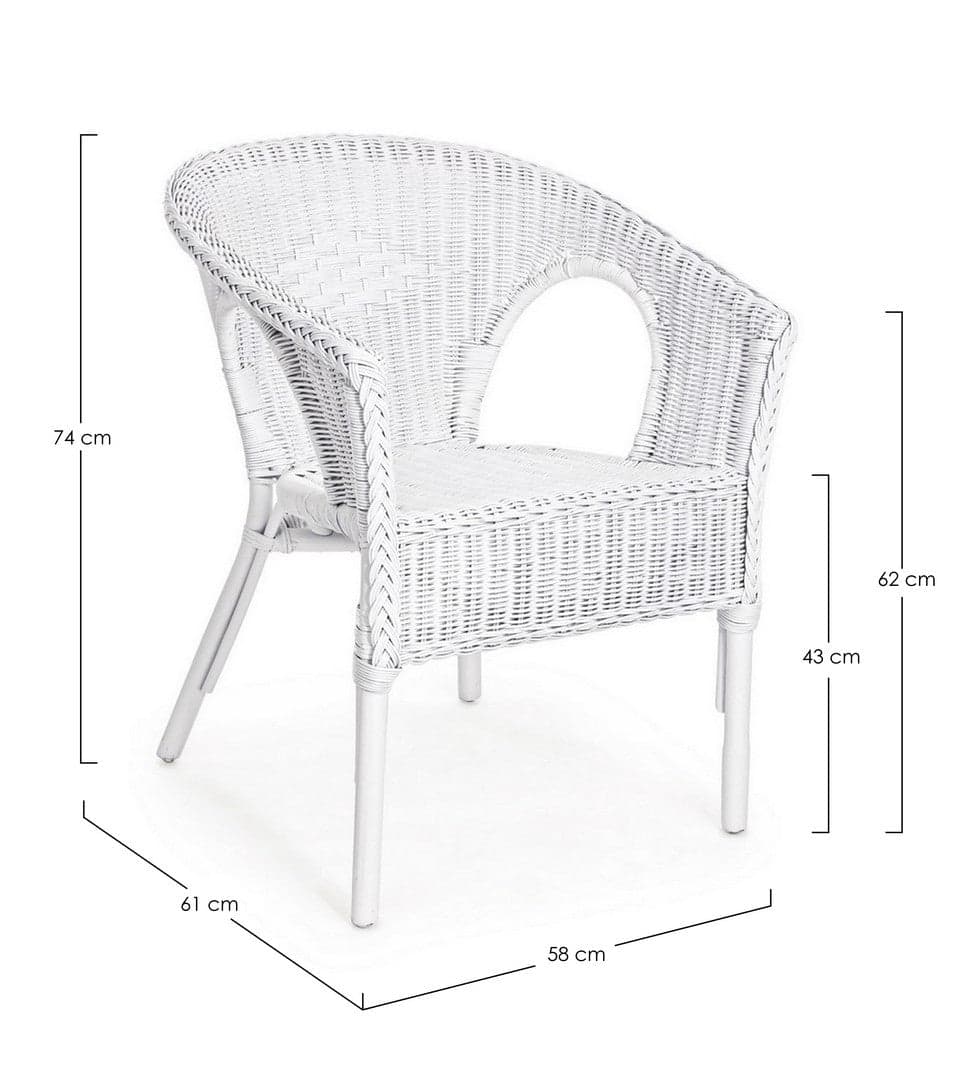Poltrona "Allis" con braccioli, struttura in rattan, impilabile, per esterno in Poltrone Decor Space - Altamura, commercioVirtuoso.it