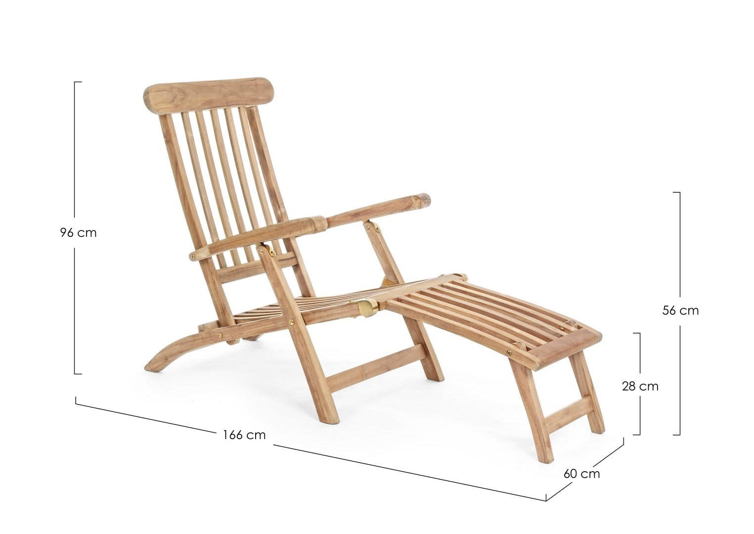 Poltrona "Veradero" in legno di teak per esterno, schienale declinabile a 3 posizioni, pieghevole in Poltrone Decor Space - Altamura, commercioVirtuoso.it