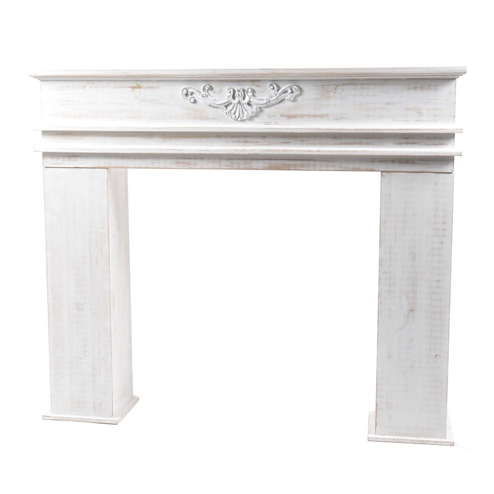 Cornice per camino in legno bianco, decorazione Shabby h 85 cm in Cornici decorative per caminetti Decor Space - Altamura, commercioVirtuoso.it