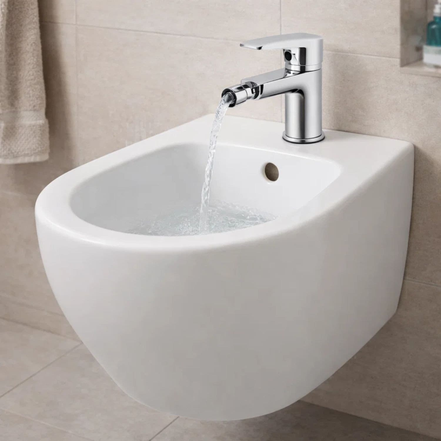 Miscelatore Rubinetto America per Bidet in Ottone Colore Cromato con Piletta - 3